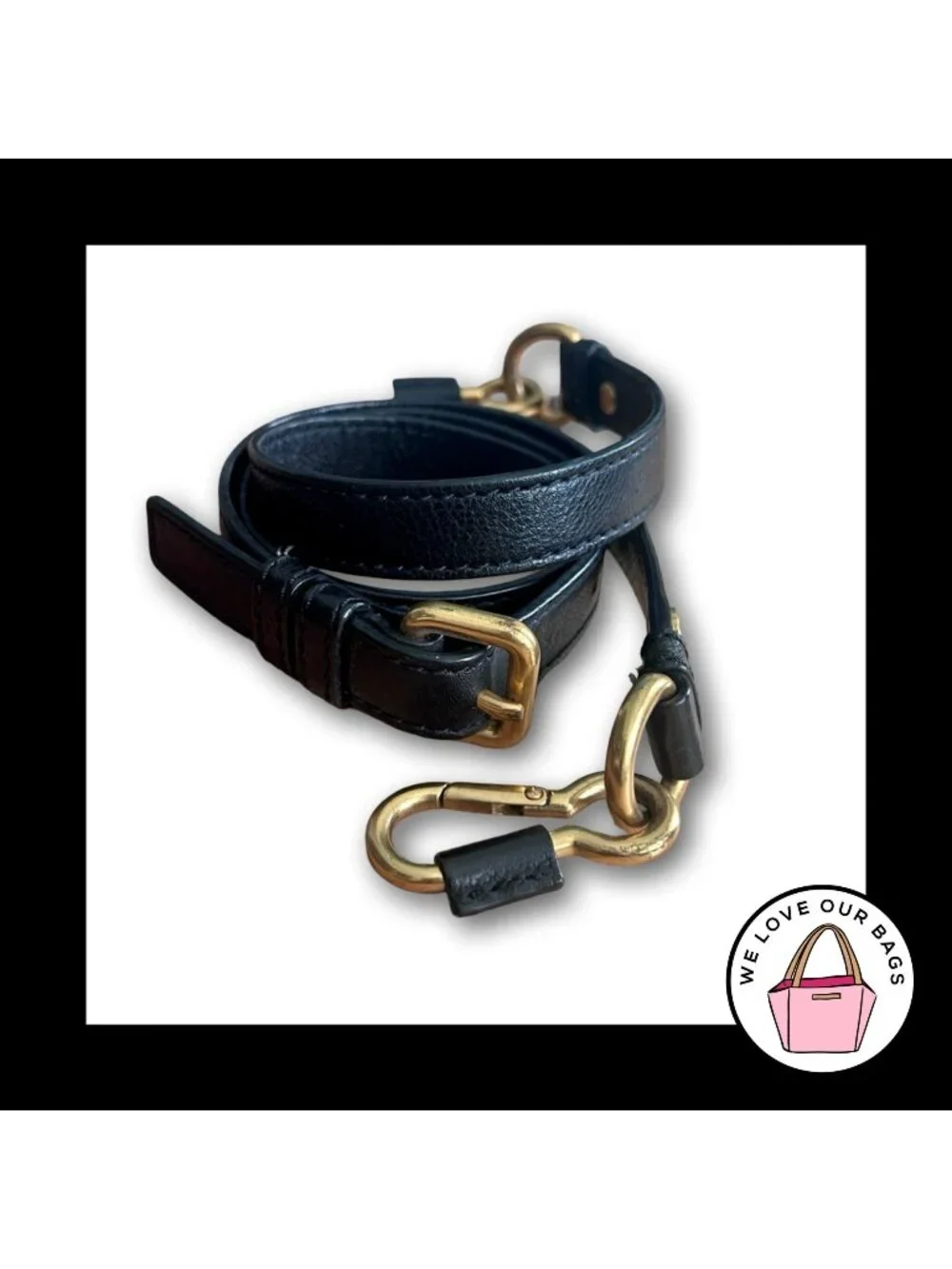 MARC JACOBS BAG STRAP Black Leather Gold Brass Replacement Purse Shoulder